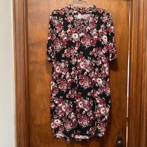 Floral Black and Red Women's Dress